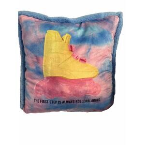 Barbie pillow large pink blue rollerskate yellow decor throw pillow